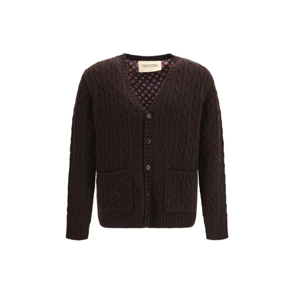 Valentino Men Virgin Wool V-Neck Cardigan